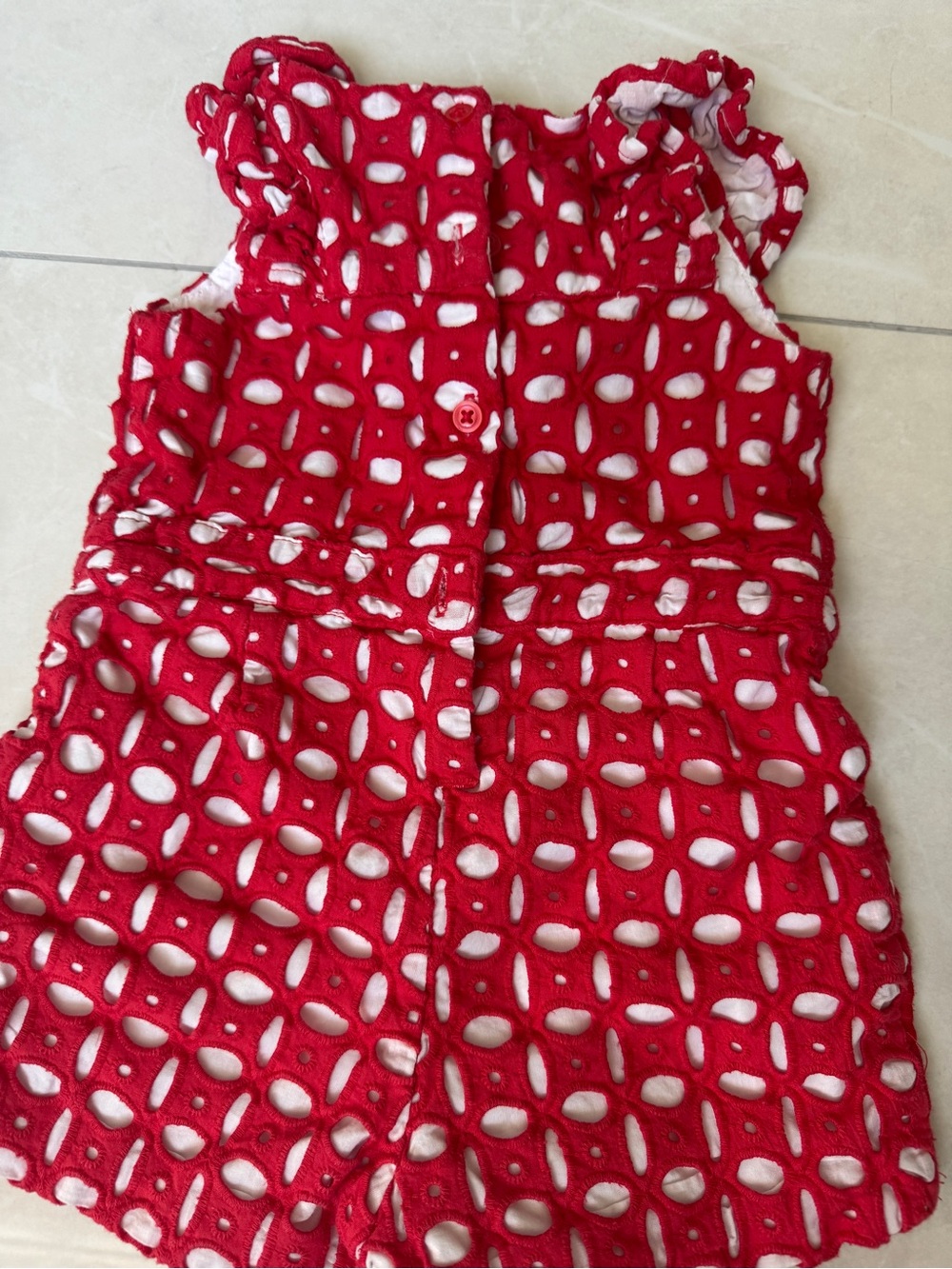 Janie and Jack Red Eyelet Romper - Picture 5 of 8